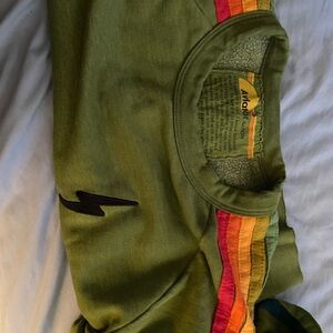 Aviator Nation Olive Cropped Sweatshirt with Stripes